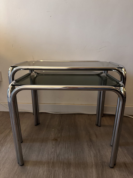 Mimi Set Side Tables Chrome 1970s