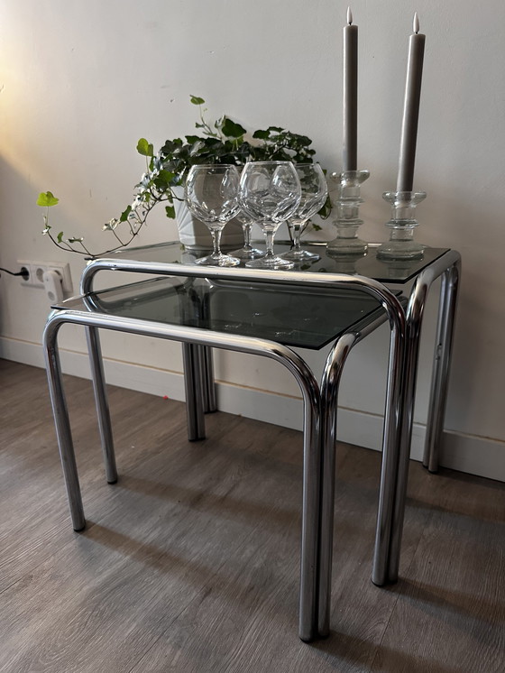 Image 1 of Mimi Set Side Tables Chrome 1970s