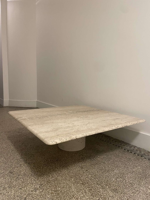 Travertine Coffee Table, Angelo Mangiarotti, Italy, 1970S