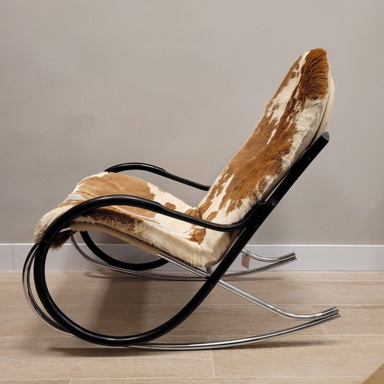 Image 1 of Vintage rocking chair "Nonna" in bentwood and chrome steel by Paul Tuttle for Strässle, Switzerland 1970