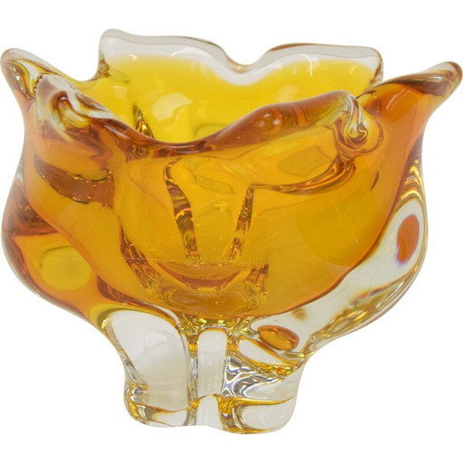 Vintage glass bowl by Josef Hospodka, Czechoslovakia 1960