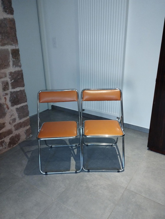 Image 1 of Pair Or 2 Vintage Fauve Color Folding Chairs