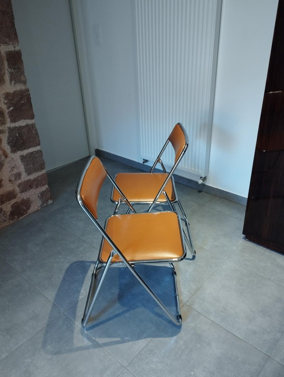 Image 1 of Pair Or 2 Vintage Fauve Color Folding Chairs