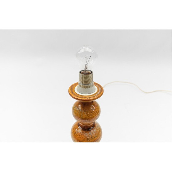 Image 1 of Orangefarbene Keramik-Tischlampe von Kaiser Leuchten, Germania 1960