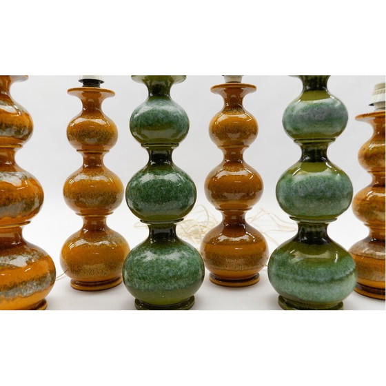 Image 1 of Orangefarbene Keramik-Tischlampe von Kaiser Leuchten, Germania 1960