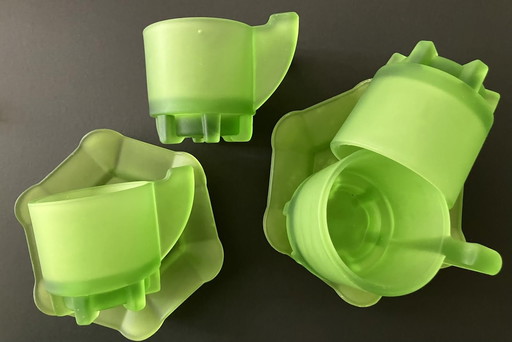 4x Tasse et soucoupe en verre Royal Leerdam par Bas van Beek