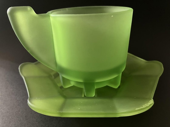 Image 1 of 4x Royal Leerdam glass cup and saucer by Bas van Beek