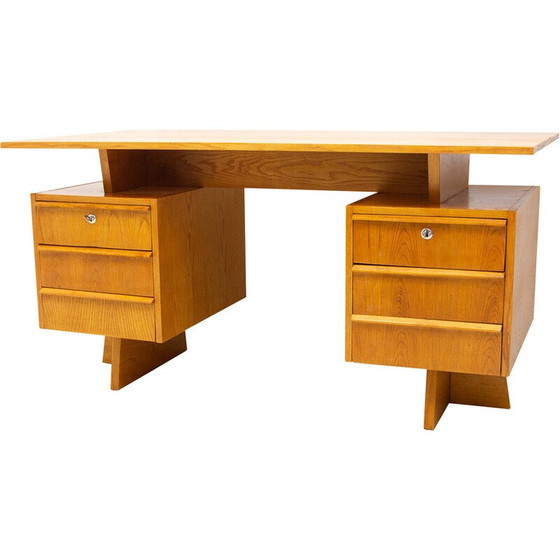 Image 1 of Vintage beech and plywood desk, Czechoslovakia 1970