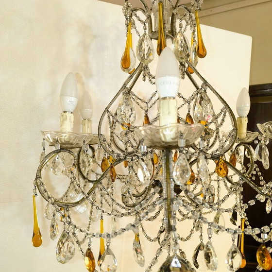 Image 1 of Vintage chandelier in metal and cut glass, Italy 1950