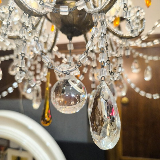 Image 1 of Vintage chandelier in metal and cut glass, Italy 1950