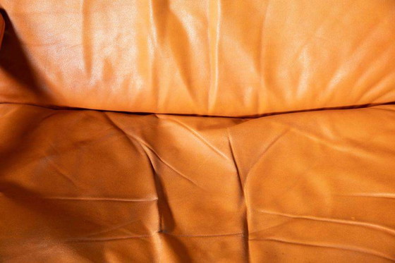 Image 1 of Cognac leather designer armchair 60s, midmod leather lounge chair