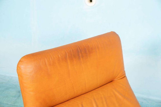 Image 1 of Cognac leather designer armchair 60s, midmod leather lounge chair