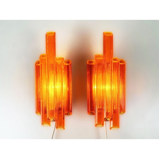 Pair of vintage vintage Brutalist Danish wall lamps by Claus Bolby for Cebo Industri, 1970s