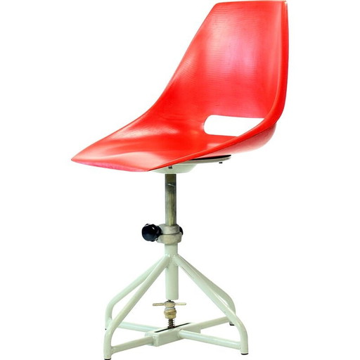 Vintage red chair by Miroslav Navratil for Vertex, 1960s