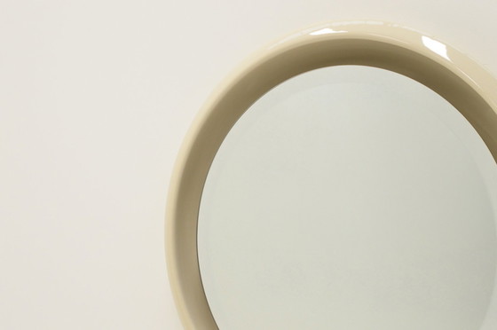 Image 1 of Large Round Ceramic Mirror With Light, 1960S. 