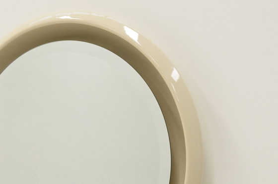 Image 1 of Large Round Ceramic Mirror With Light, 1960S. 