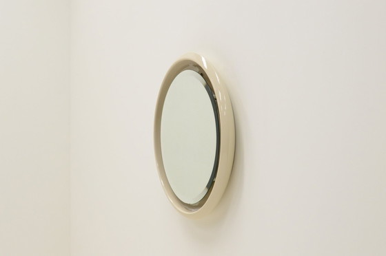 Image 1 of Large Round Ceramic Mirror With Light, 1960S. 