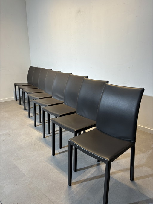 Set Of 8 Leather "Bonaldo" Chairs