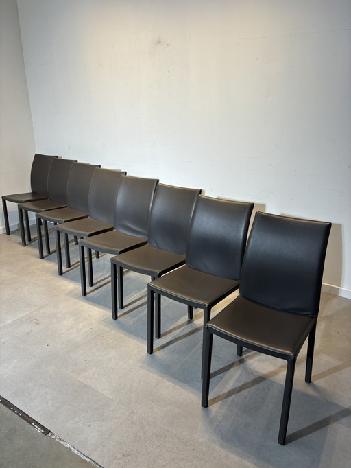 Set Of 8 Leather "Bonaldo" Chairs