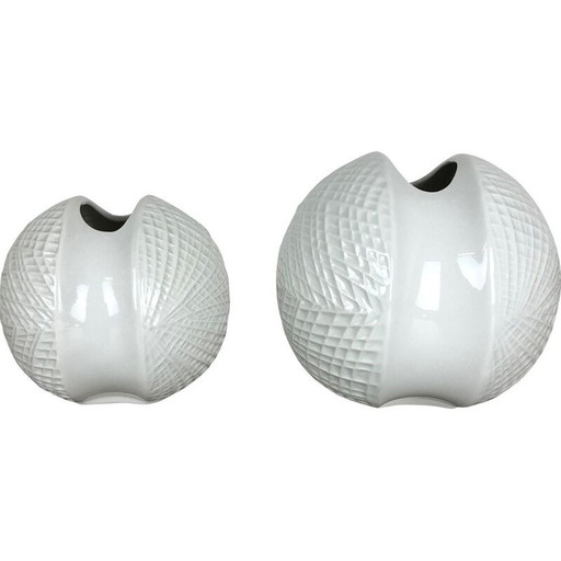 Par de jarrones de porcelana vintage de Wunsiedel, Baviera, Alemania, 1970