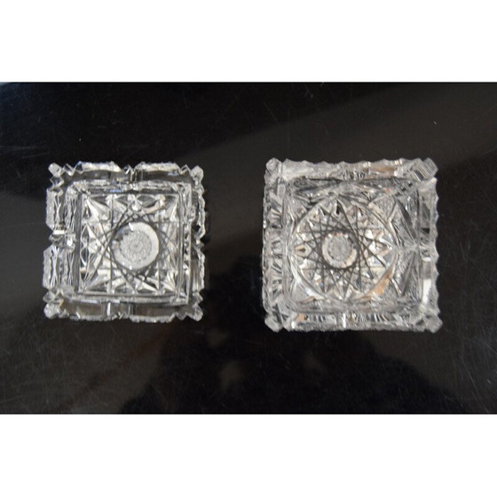 Image 1 of Coppia di posacenere vintage in cristallo molato, Cecoslovacchia anni '60