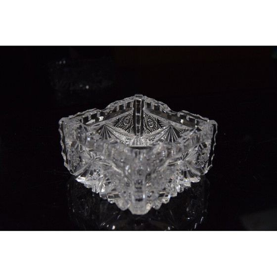 Image 1 of Coppia di posacenere vintage in cristallo molato, Cecoslovacchia anni '60