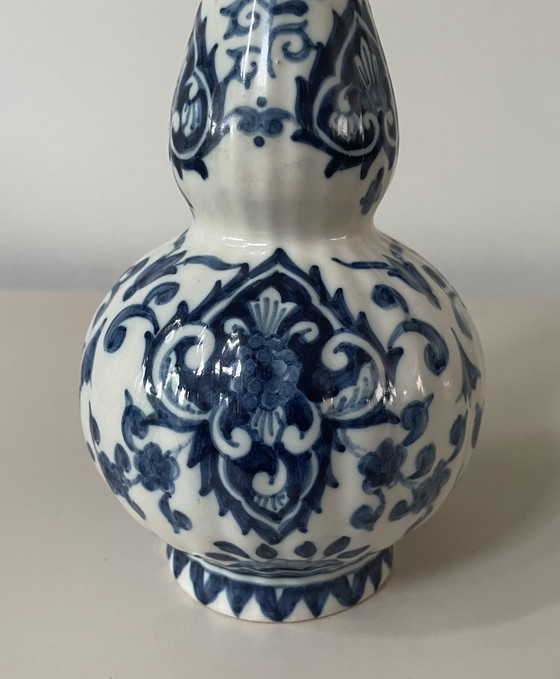 Image 1 of Royal Tichelaar Makkum - Vase à double gourde bleu et blanc