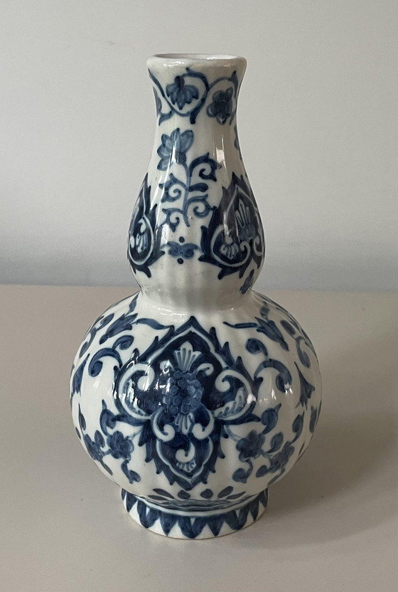 Image 1 of Royal Tichelaar Makkum - Vase à double gourde bleu et blanc