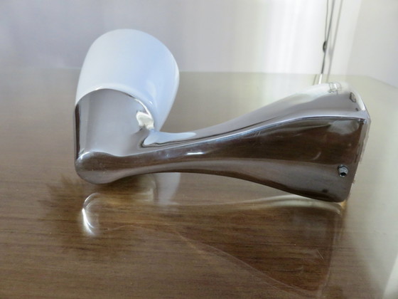 Image 1 of Chrome-plated Metal and Opaline Streamline Style Wall Light, 1980