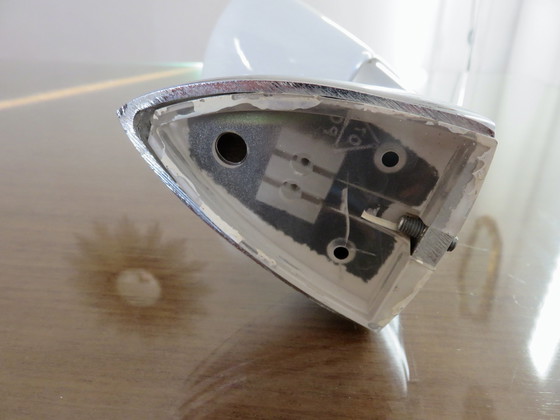 Image 1 of Chrome-plated Metal and Opaline Streamline Style Wall Light, 1980