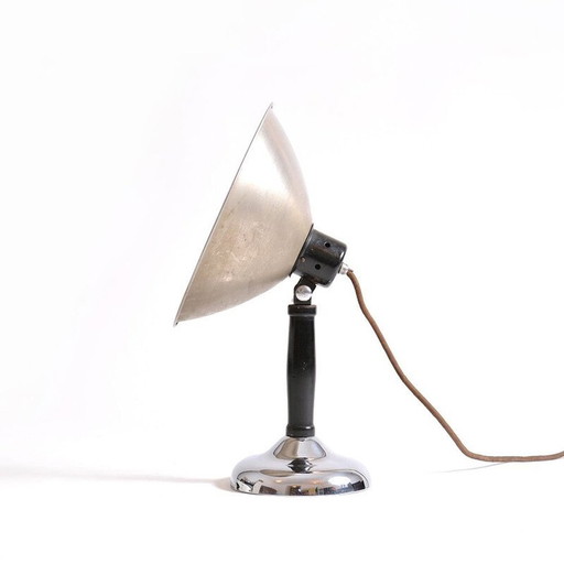 Vintage industrial table lamp in metal and chrome, 1930