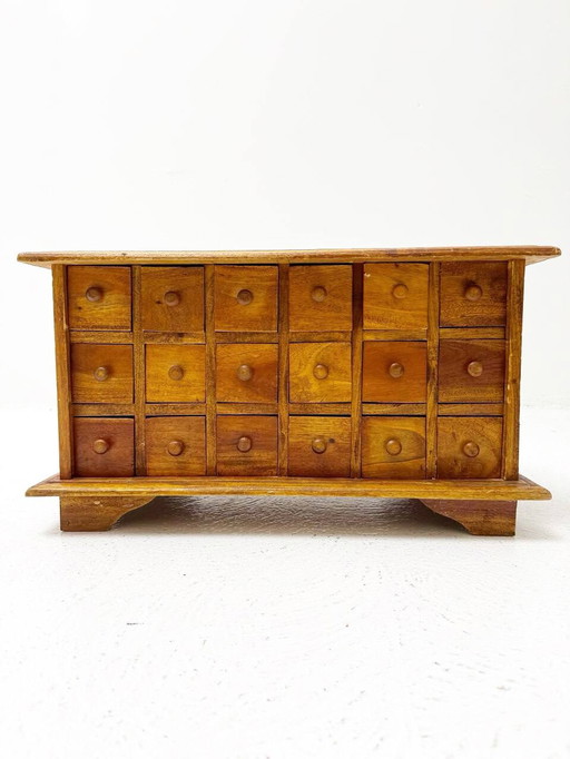 Mid - Century 18-drawer mahogany apothecary or spice chest