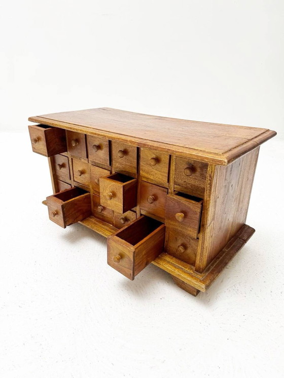 Image 1 of Mid - Century 18-drawer mahogany apothecary or spice chest