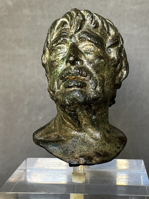 Sabatino De Angelis School, Bust Of Seneca, 19Th Century, Bronze, Grand Tour