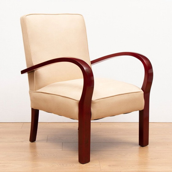 Image 1 of Pair of vintage French art deco armchairs in faus suede