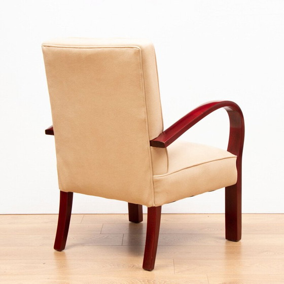 Image 1 of Pair of vintage French art deco armchairs in faus suede