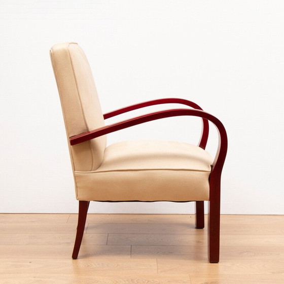 Image 1 of Pair of vintage French art deco armchairs in faus suede