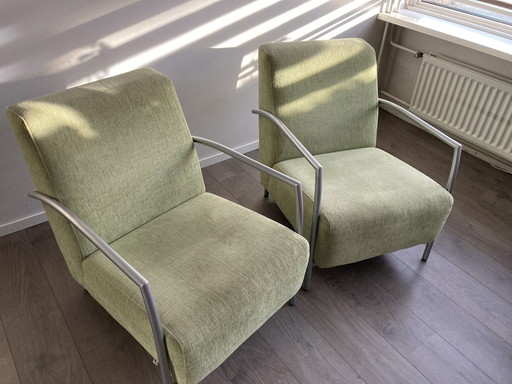 2X Grass Green Montel Sue Armchairs