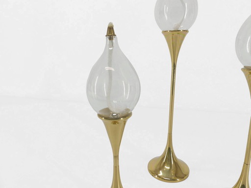 3 Freddie Andersen Brass Oil Lamps 1970