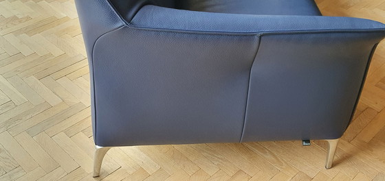 Image 1 of Leolux Mayon blue leather 3 seater sofa