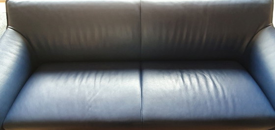 Image 1 of Leolux Mayon blue leather 3 seater sofa