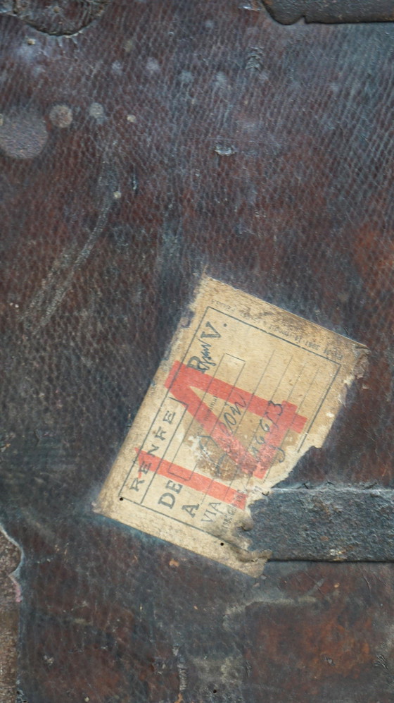 Image 1 of Coffin/Safe With Leather Covered And Key