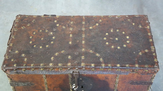 Image 1 of Coffin/Safe With Leather Covered And Key