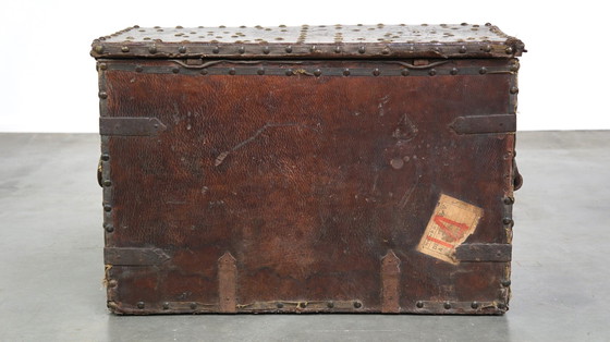 Image 1 of Coffin/Safe With Leather Covered And Key