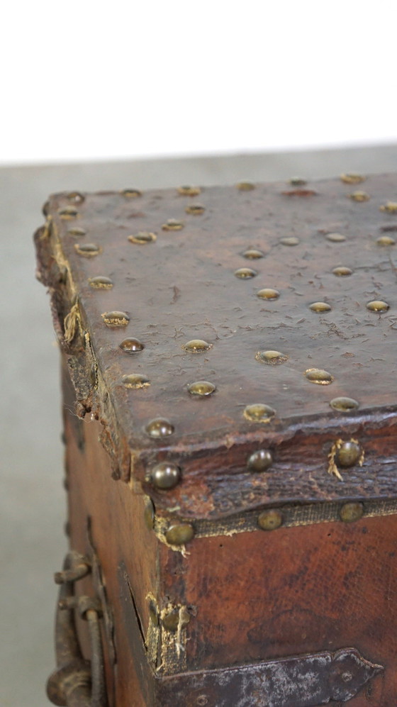 Image 1 of Coffin/Safe With Leather Covered And Key