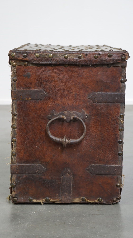 Image 1 of Coffin/Safe With Leather Covered And Key