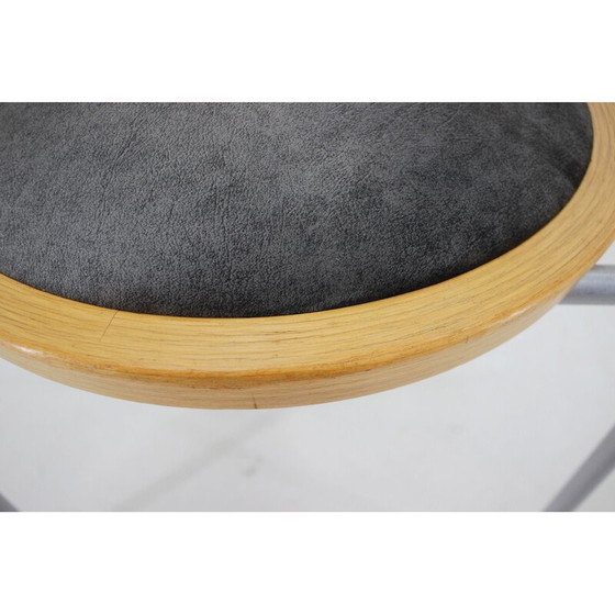 Image 1 of Set of 6 vintage wood and velvet chairs by Borge Lindau for Bla Station, Sweden 1990