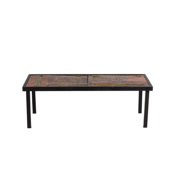 Image 1 of Vintage lava and metal coffee table by Robert and Jean Cloutier, 1950