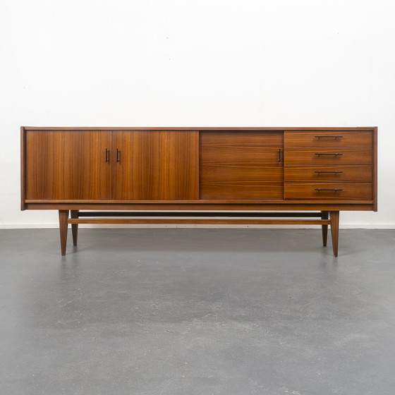 Image 1 of 50s sideboard, walnut, sliding doors, restored, 233cm