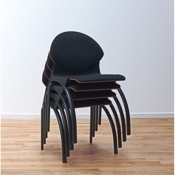 Image 1 of Vintage meeting chair model 461 in wood and fabric by Strafor